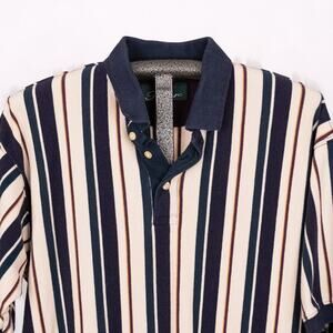 Vintage 90s Men's DuckHead Tour Striped Golf Cotton Polo SZ LARGE Preppy Bowling